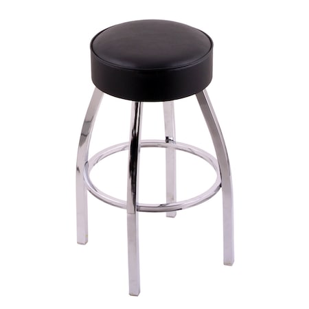 Holland Bar Stool Co 25" Counter Stool, Chrome Finish, Black Vinyl Seat, 360 Swivel C8C125BlkVinyl